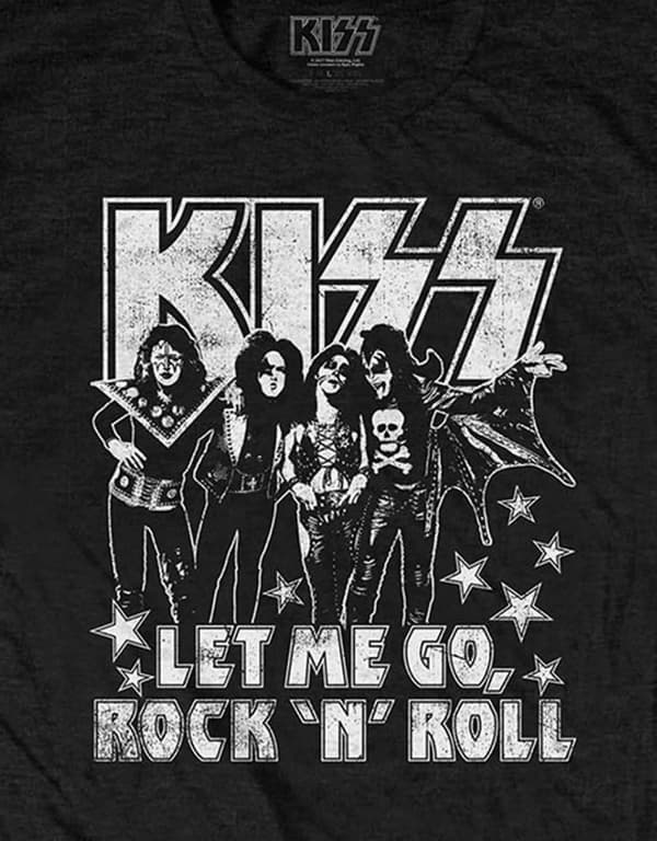 KISS T Shirt Let Me Go Rock N Roll Band Logo Official Mens Black