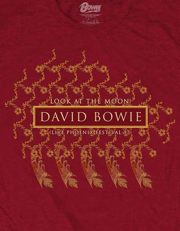 David Bowie T Shirt look at the Moon Pheonix Festival Official Cardinal Red