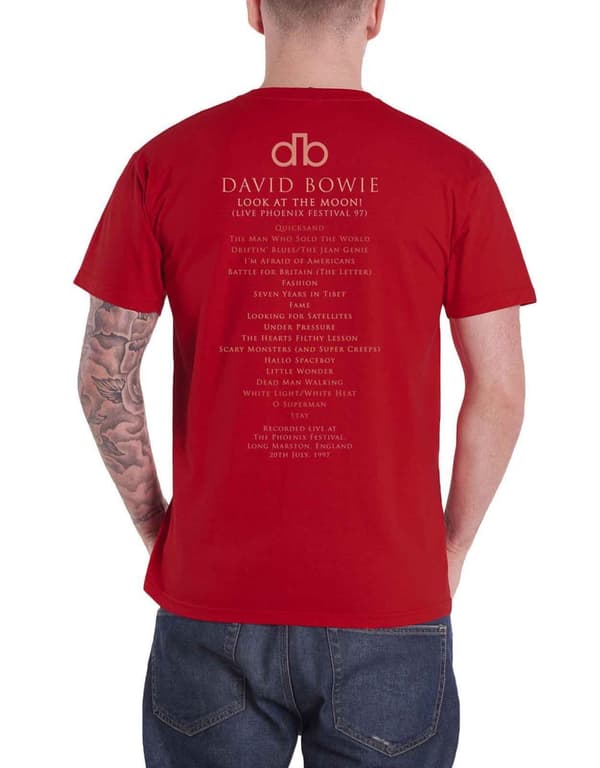 David Bowie T Shirt look at the Moon Pheonix Festival Official Cardinal Red