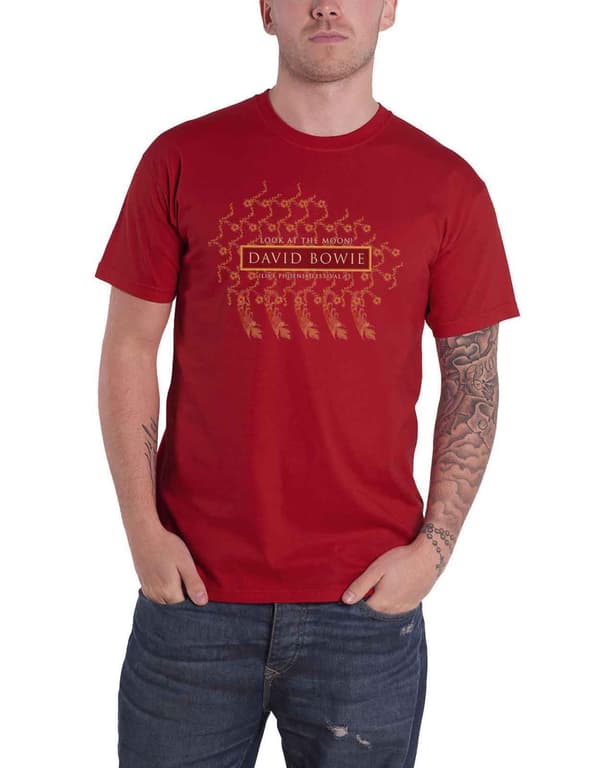 David Bowie T Shirt look at the Moon Pheonix Festival Official Cardinal Red