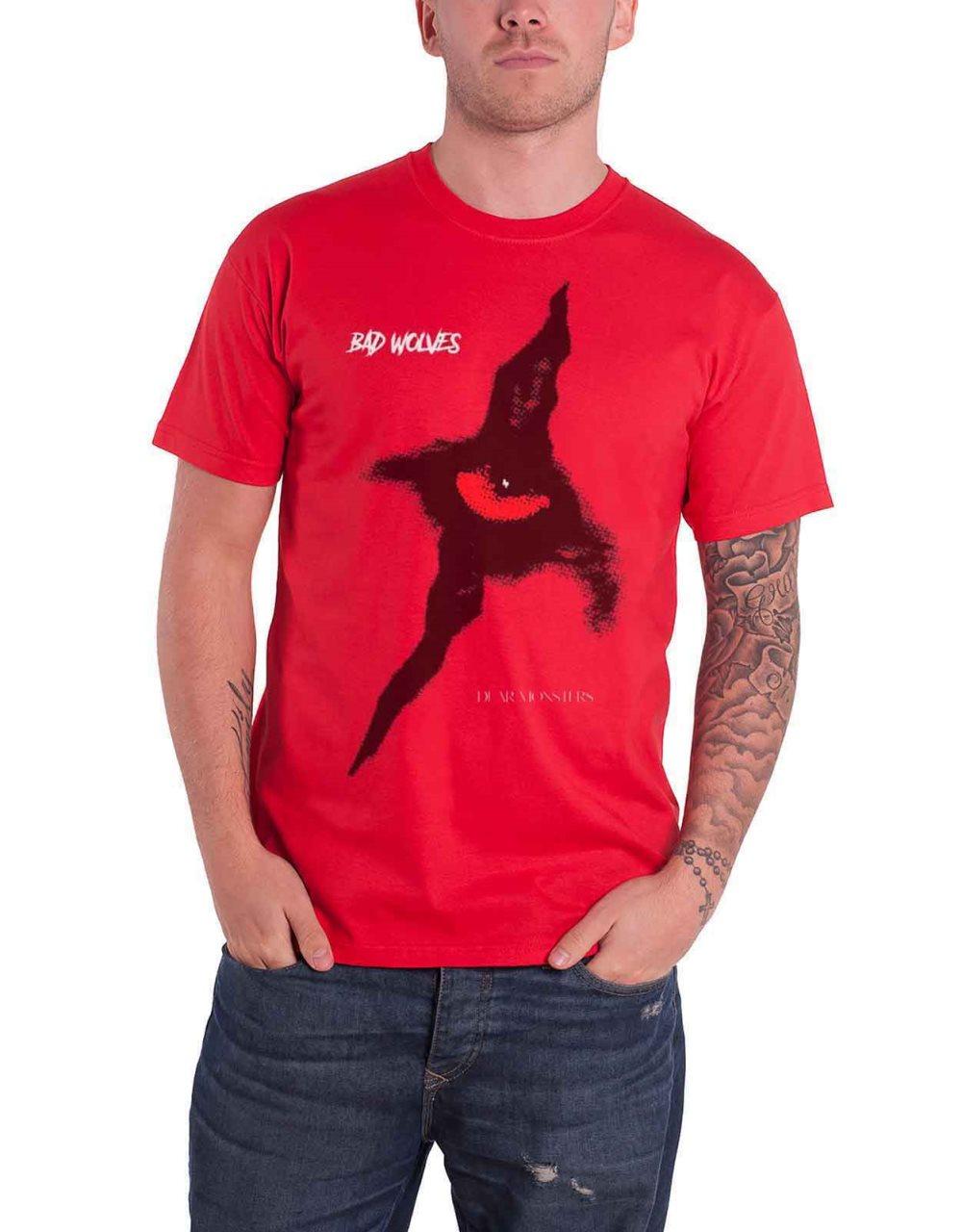 Bad Wolves T Shirt Dear Monsters Eye Band Logo Official Mens Red