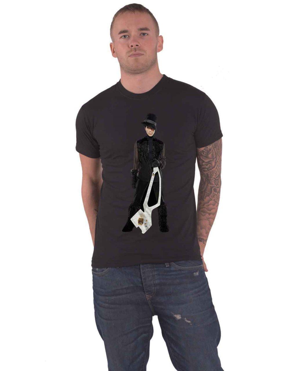 Prince T Shirt W2A White Guitar Logo Official Black