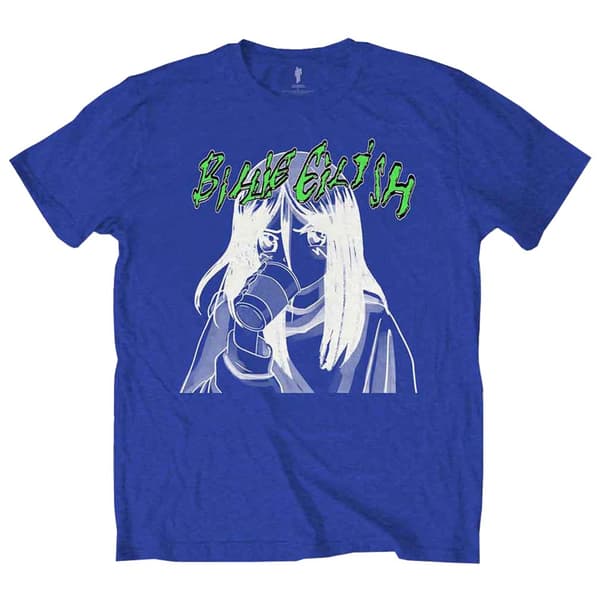 Billie Eilish T Shirt Anime Drink Logo Official Unisex Blue