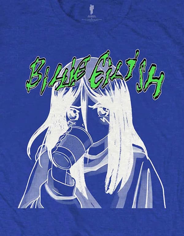 Billie Eilish T Shirt Anime Drink Logo Official Unisex Blue