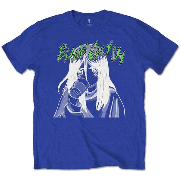 Billie Eilish T Shirt Anime Drink Logo Official Unisex Blue
