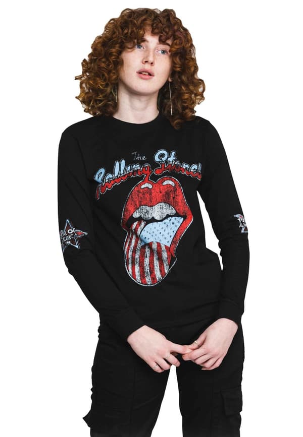 The Rolling Stones T Shirt US Tour 78 Band Logo Official Long Sleeve Black Black XL