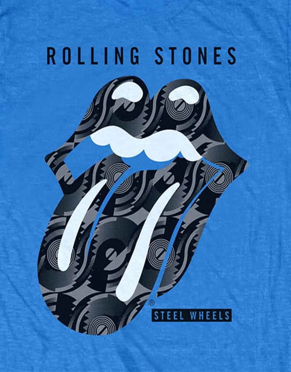 The Rolling Stones T Shirt Steel Wheels Album Tongue Logo Official Mens Blue