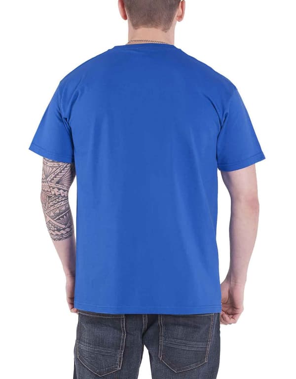 The Rolling Stones T Shirt Steel Wheels Album Tongue Logo Official Mens Blue