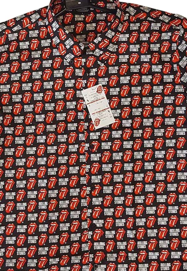 The Rolling Stones Casual Shirt Tongue and Logo All over Print Official Black