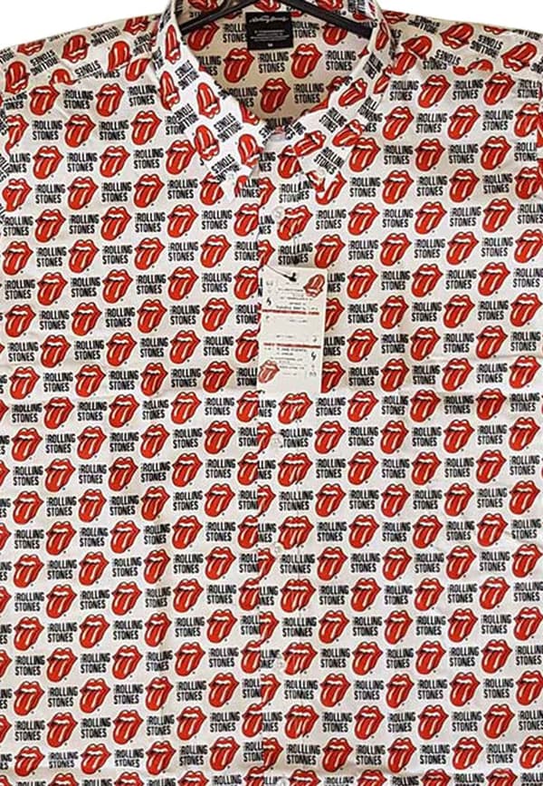 The Rolling Stones Casual Shirt Tongue and Logo All over Print Official Mens
