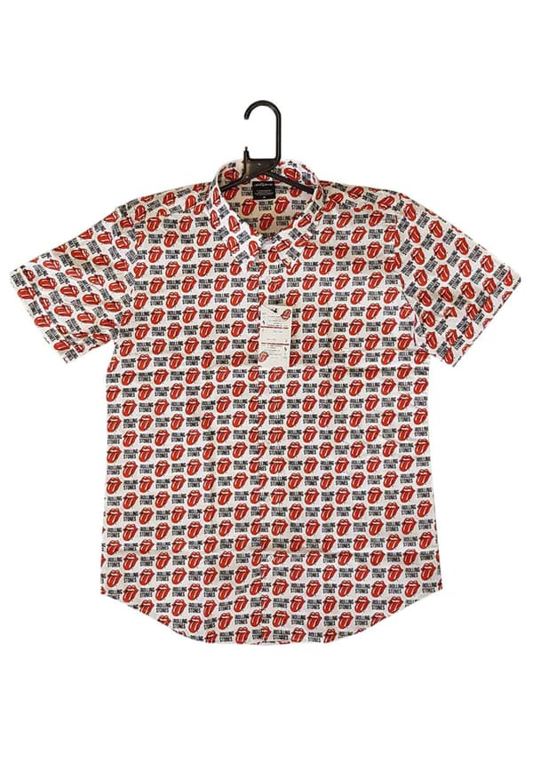 The Rolling Stones Casual Shirt Tongue and Logo All over Print Official Mens