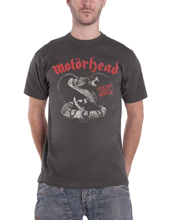 Motorhead T Shirt Love Me Like A Reptile Official Mens Charcoal Grey