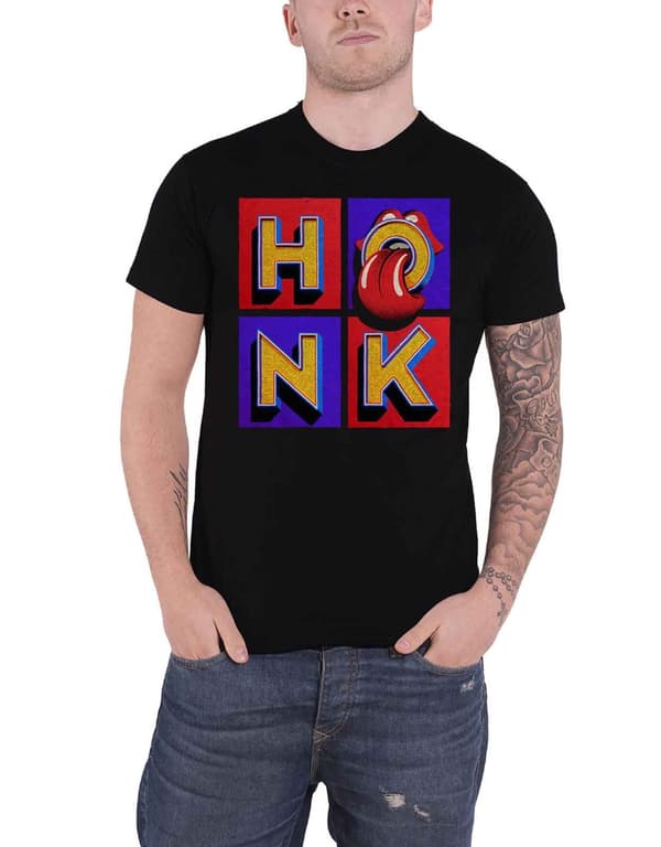 The Rolling Stones T Shirt Honk Album Tracklist Band Logo Official Mens Black Black L