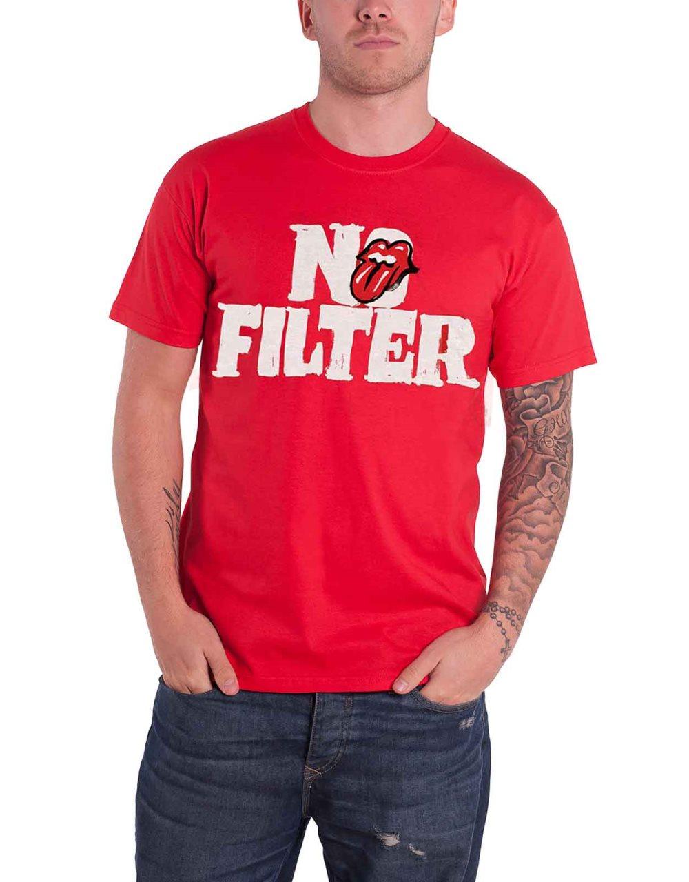 The Rolling Stones T Shirt No Filter Tour Header Logo Official Mens Red