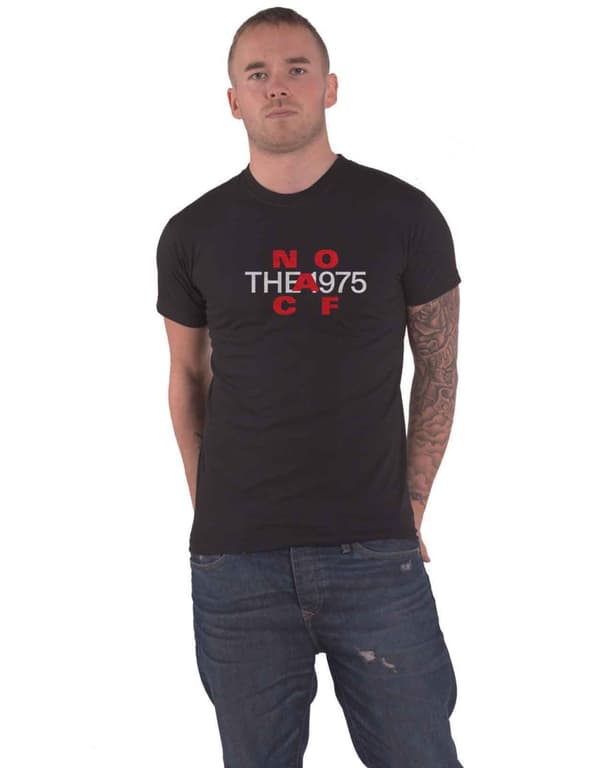 The 1975 T Shirt Music For Cars Band Logo Official Mens Black Black M