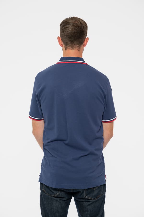 The Rolling Stones Polo Shirt Classic Tongue Band Logo Official Mens Navy Blue
