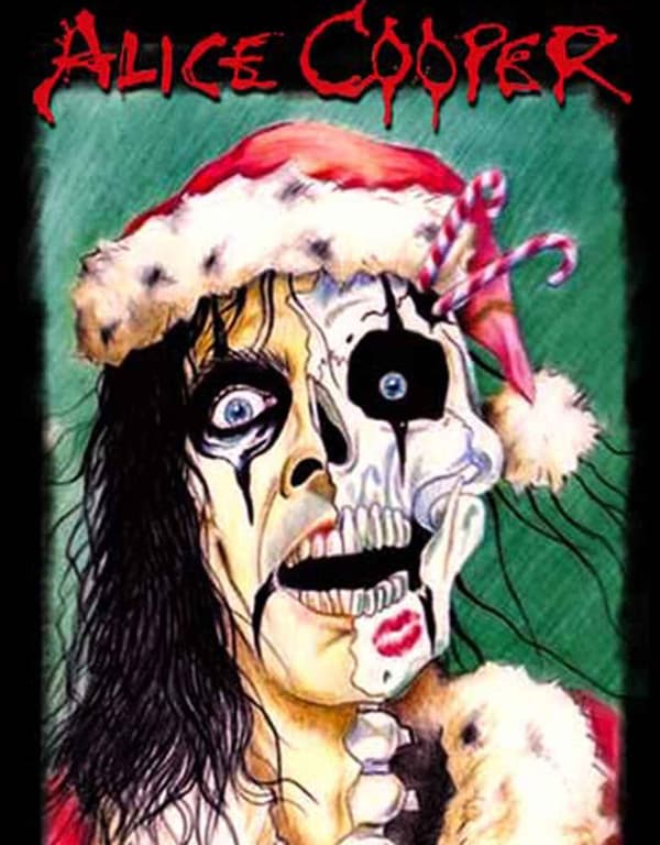Alice Cooper T Shirt Xmas Card Logo Official Mens Black