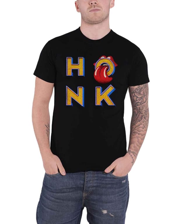 The Rolling Stones T Shirt Honk Letters Band Logo Official Mens Black