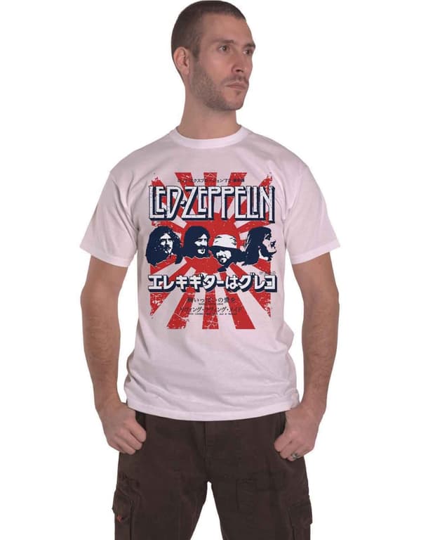 Led Zeppelin T Shirt Japanese Burst Band Logo Official Mens White White L