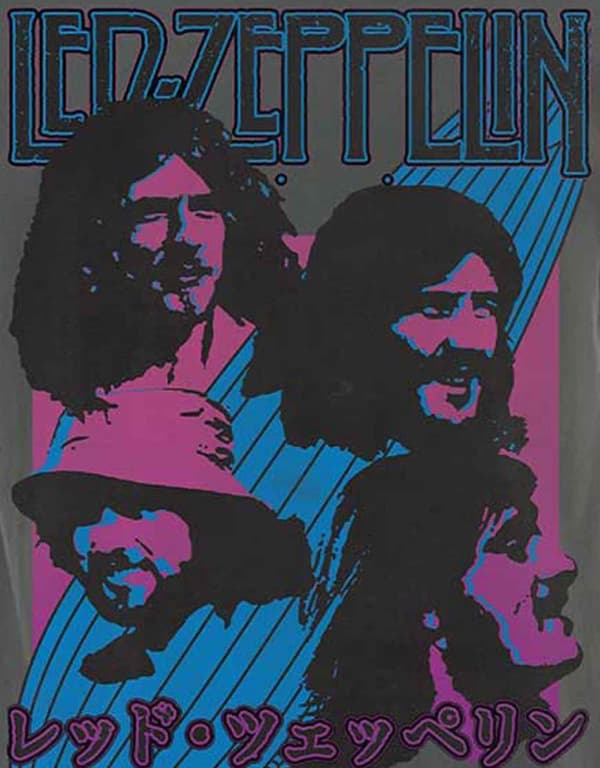 Led Zeppelin T Shirt Japanese Blimp Band Logo Official Mens Charcoal Grey