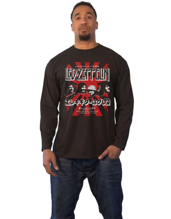 Led Zeppelin T Shirt Japanese Burst Band Logo Official Black Long Sleeve