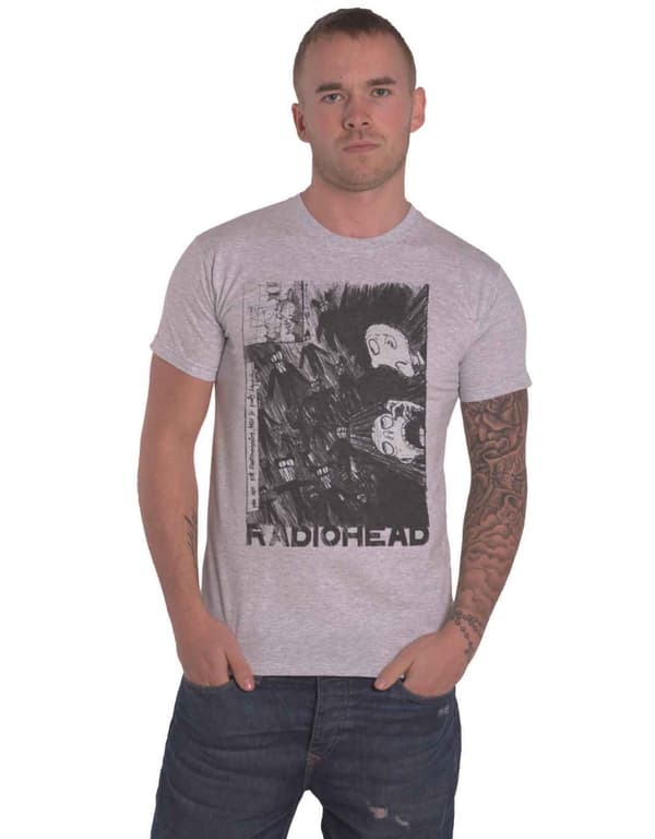 Radiohead T Shirt Scribble Band Logo Official Mens Grey Grey XL