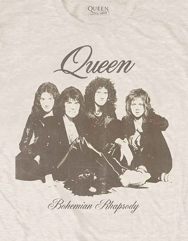 Queen T Shirt Bohemian Rhapsody Portrait Band Logo Official Natural