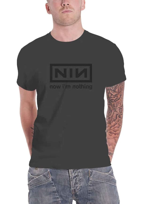 Nine Inch Nails T Shirt Now Im Nothing Official Mens Charcoal Grey Charcoal S