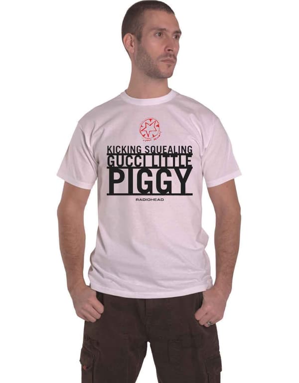Radiohead T Shirt Piggy Band Logo Official Mens White
