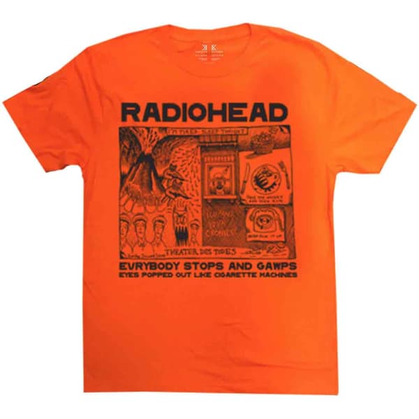 Radiohead T Shirt Gawps Band Logo Official Mens Orange
