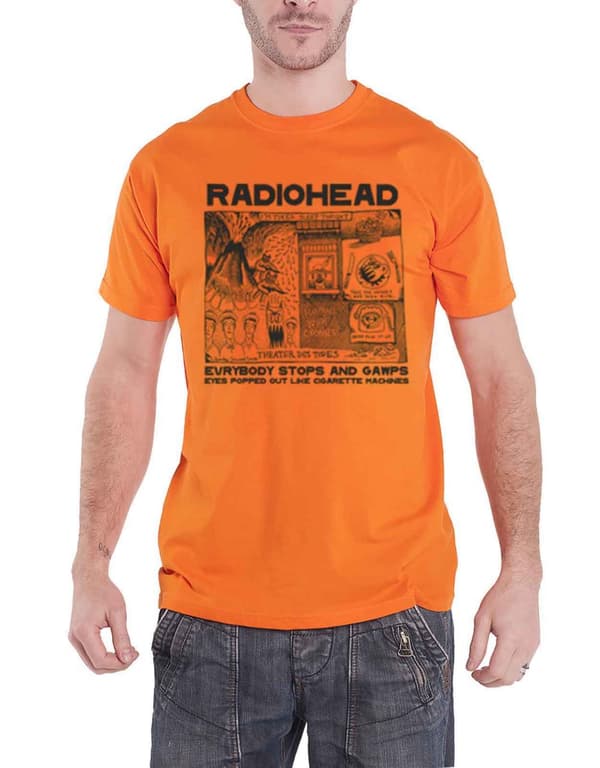 Radiohead T Shirt Gawps Band Logo Official Mens Orange