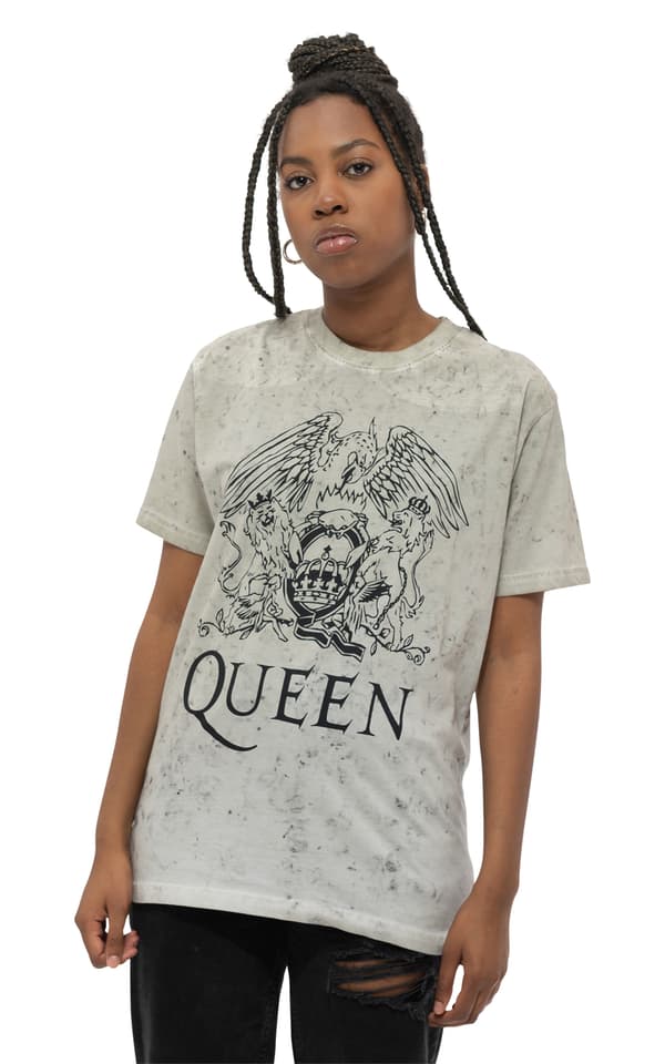 Queen T Shirt Classic Crest Band Logo Official Dip Dye on White Unisex White M