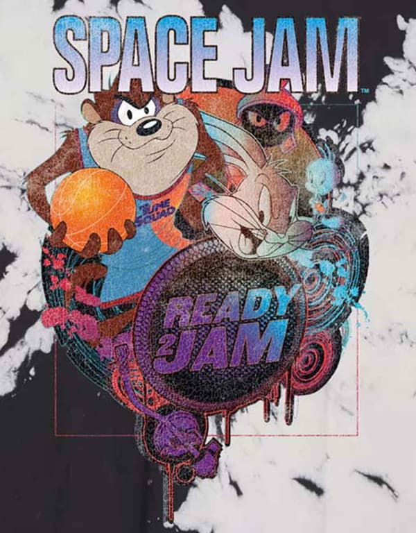 Space Jam T Shirt Ready 2 Jam Logo Official Unisex Black & White Unisex Dip Dye
