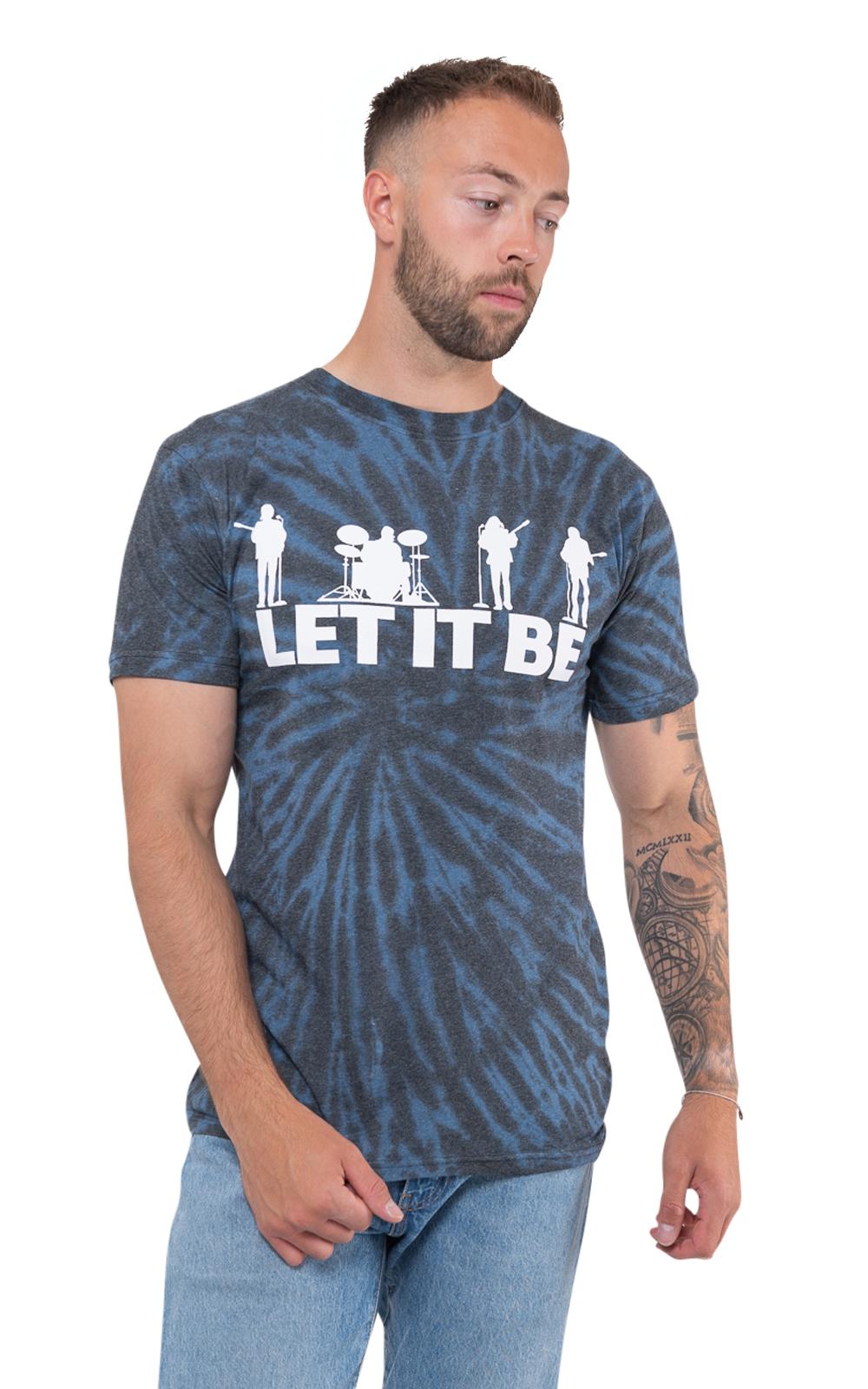 The Beatles T Shirt Let It Be Silhouette Logo Official Dip Dye on Black Unisex