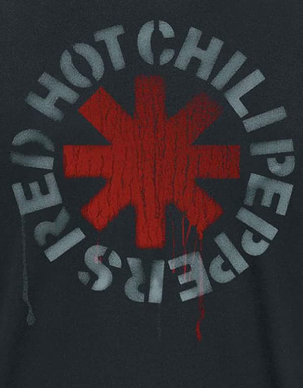 Red Hot Chili Peppers T Shirt Stencil Band Logo Official Mens Black
