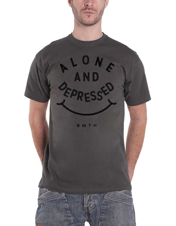 Bring Me The Horizon T Shirt Mens band logo Alone & Depressed Official Mens