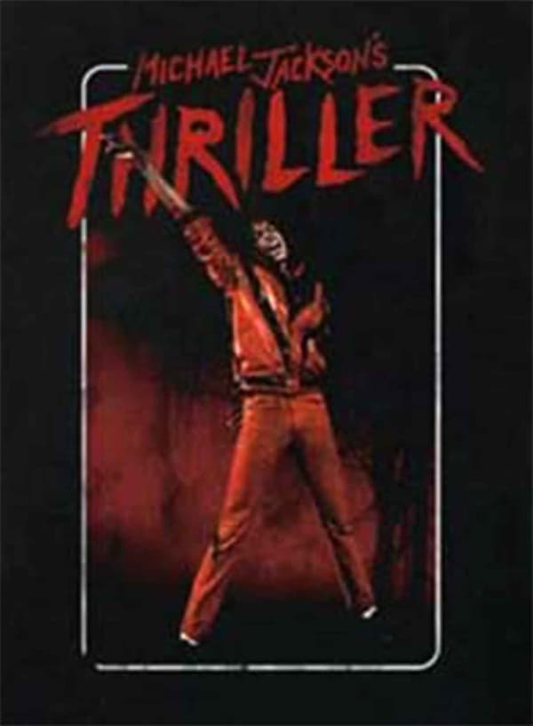 Michael Jackson T Shirt Thriller White Red Suit Logo Official Mens Black