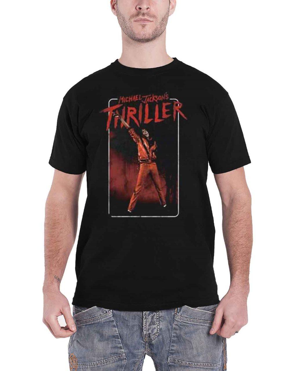 Michael Jackson T Shirt Thriller White Red Suit Logo Official Mens Black