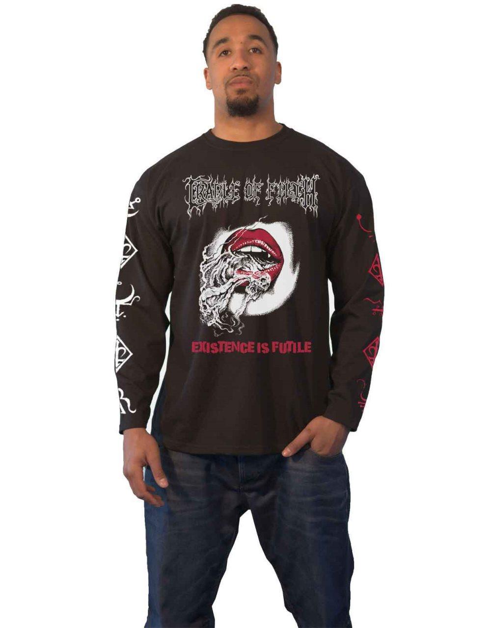 Cradle Of Filth T Shirt Existence Punk Logo Official Mens Black Long Sleeve