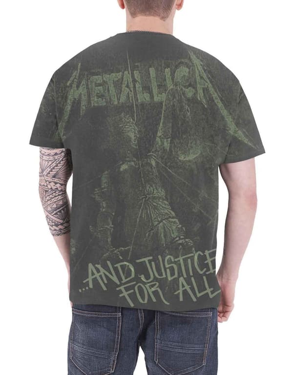 Metallica T Shirt Justice for all Neon Official Mens Grey All Over Print