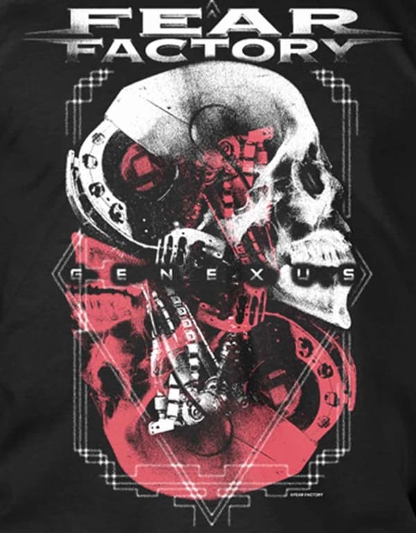 Fear Factory T Shirt Genexus Skull Poster Band Logo Official Mens Black
