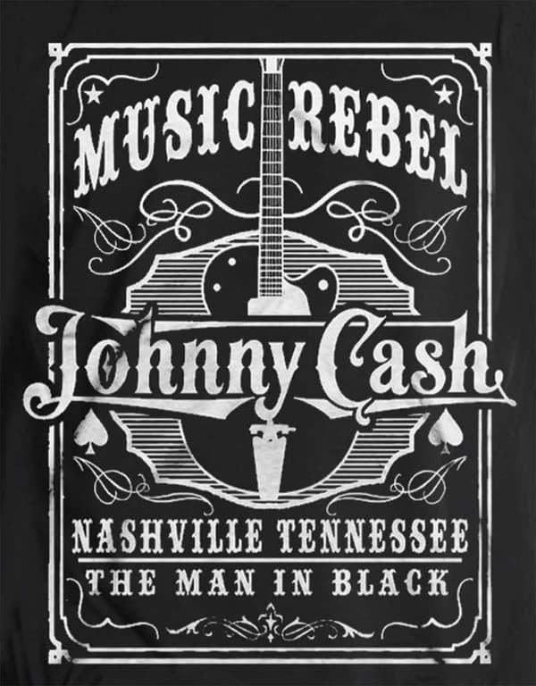 Johnny Cash T Shirt Music Rebel man in Black logo Official Mens Black