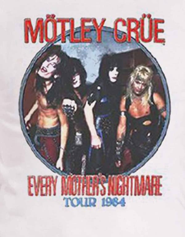 Motley Crue T Shirt Every Mothers Nightmare Tour 1984 Official Mens White