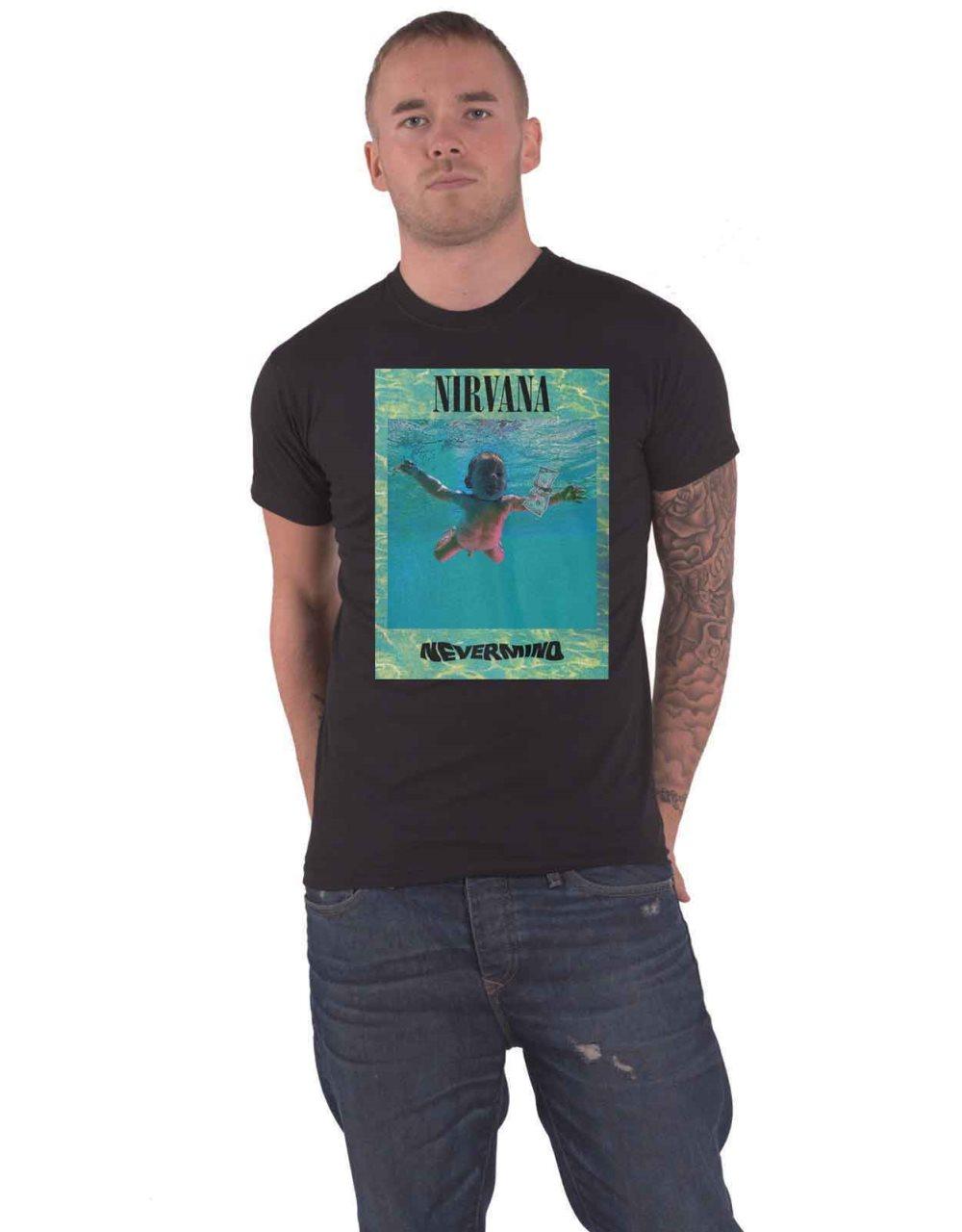 Nirvana T Shirt Nevermind Ripple Overlay Band Logo Official Mens Black