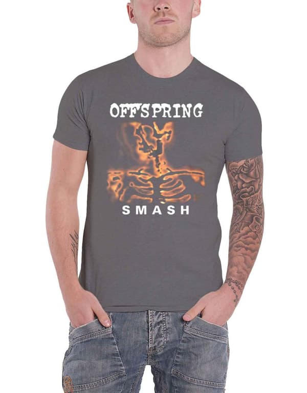The Offspring T Shirt Smash Band Logo Official Mens Grey L