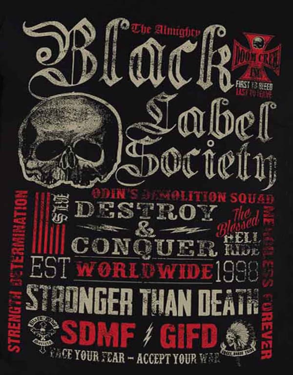 Black Label Society Mens T Shirt Black Destroy & Conquer band logo Official