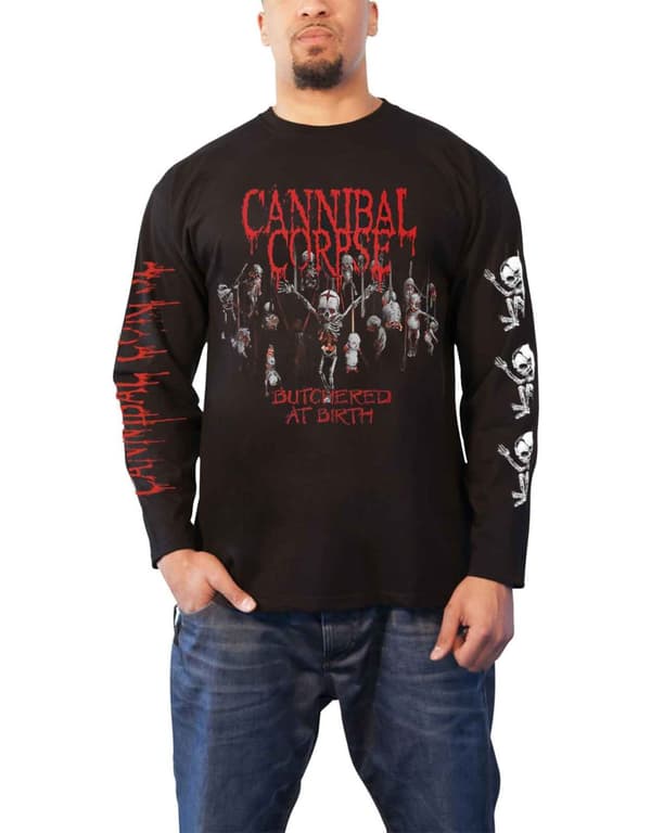 Cannibal Corpse T Shirt Butchered At Birth Baby Official Mens Black Long Sleeve