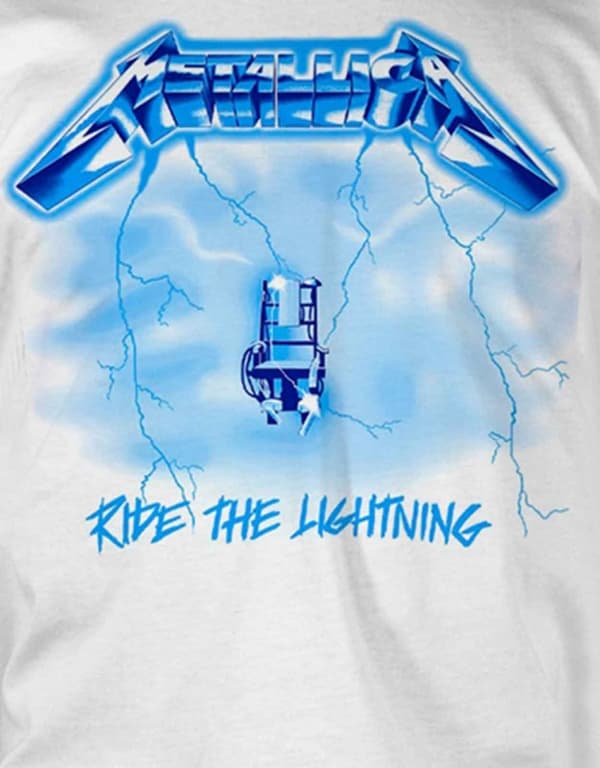 Metallica T Shirt Ride The Lightning Band Logo Official Mens White M