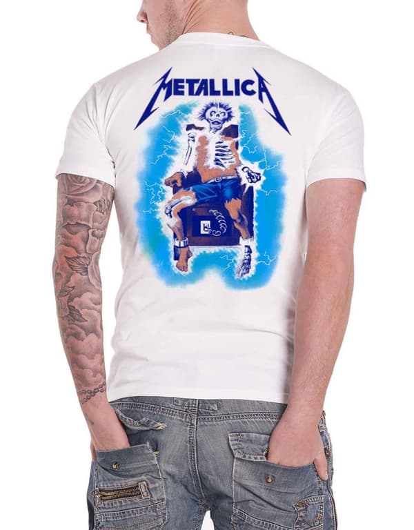 Metallica T Shirt Ride The Lightning Band Logo Official Mens White M