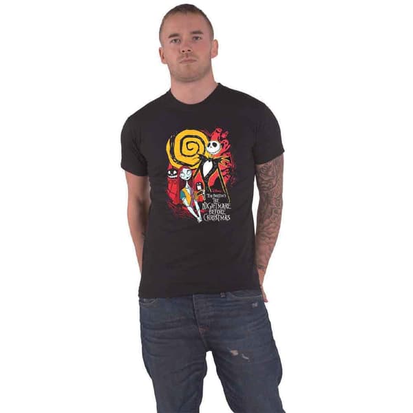 Nightmare Before Christmas T Shirt Ghosts Official Disney Mens Black Black L